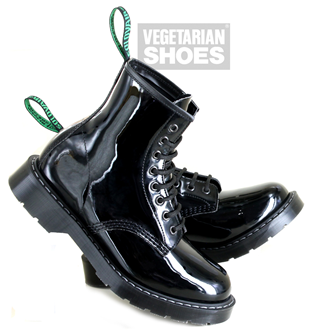 Solovair Vegan Patent 8 Eye Boot (Black) 