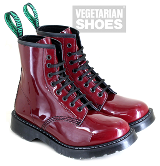 Solovair Vegan Patent 8 Eye Boot (Red) 