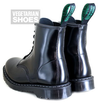 Solovair Vegan Hi-Shine 8 Eyelet Boot (Black) 