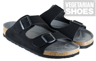 Two Strap Sandal Fake Suede (Black) 