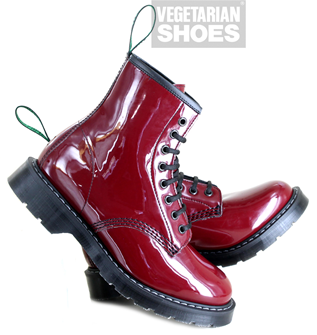 Solovair Vegan Patent 8 Eye Boot (Red) 