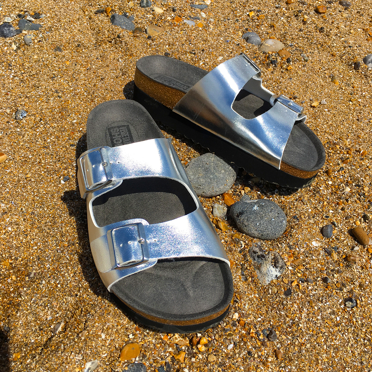 silver flat wedge sandals