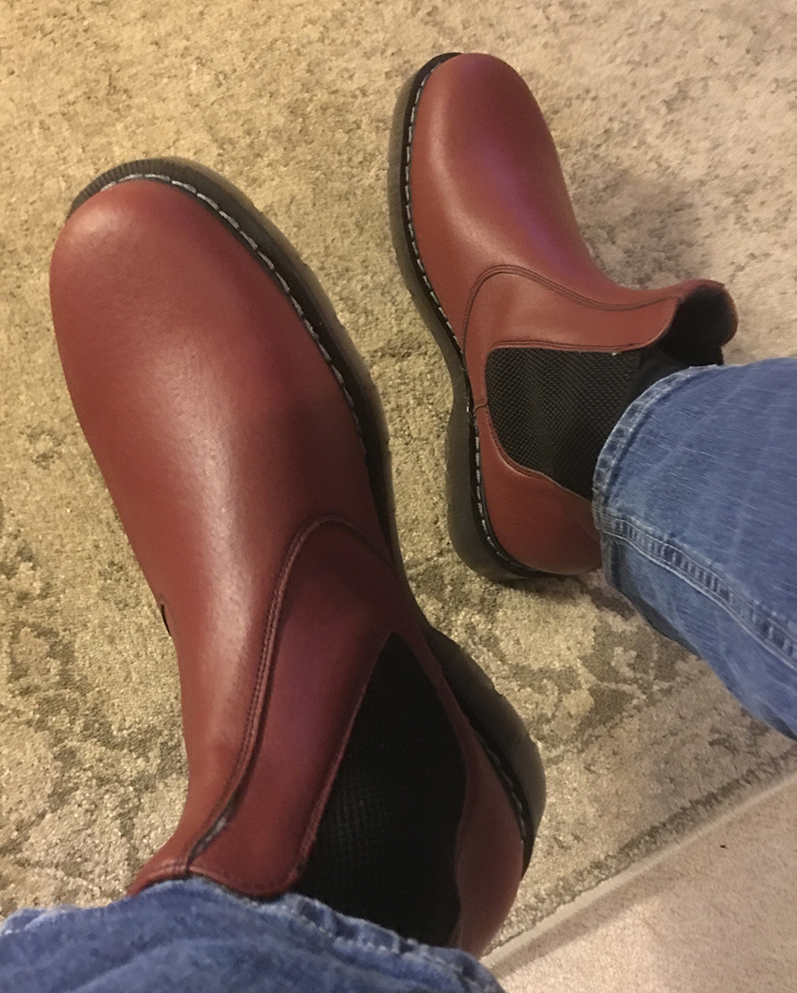 cherry chelsea boots