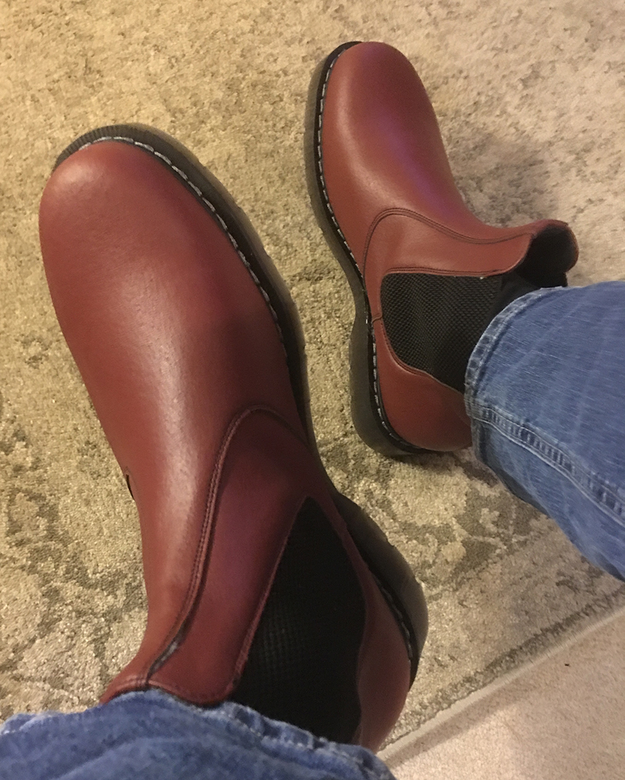 vegan flora chelsea boots cherry red