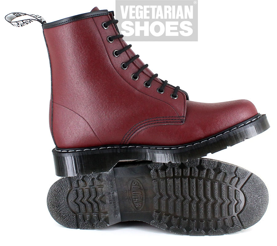 red vegan boots