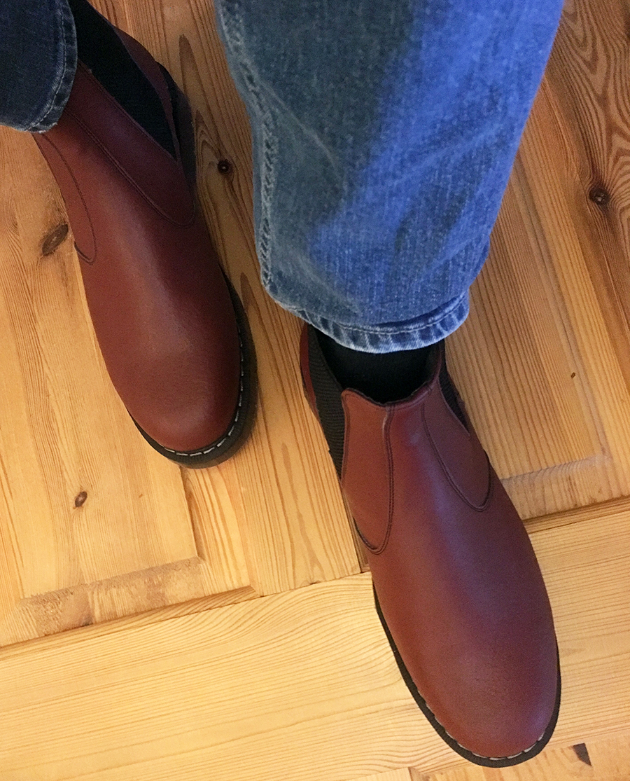 cherry chelsea boots