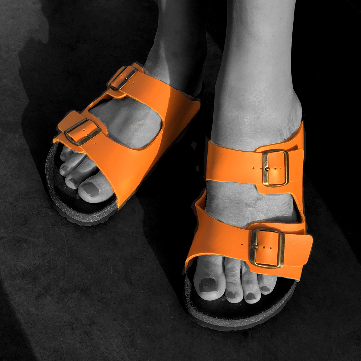 flat orange sandals uk