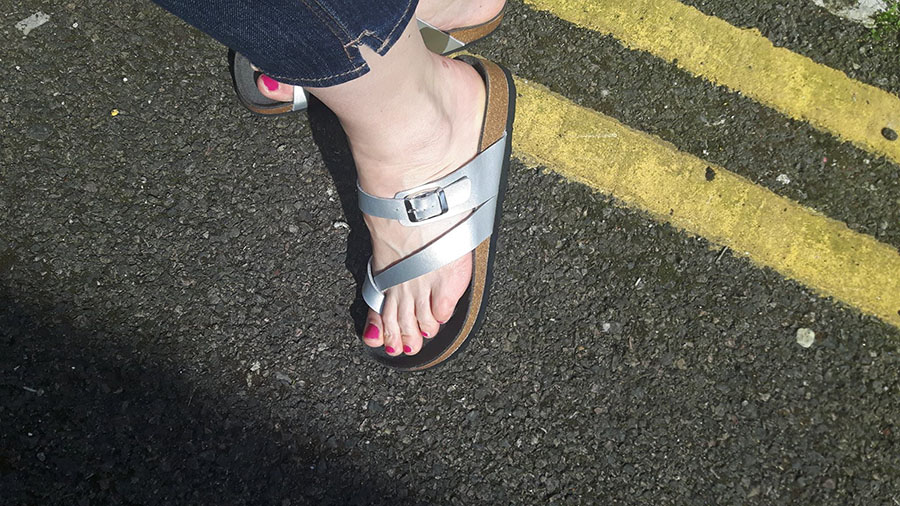 Candid Silver Flip Flop Feet