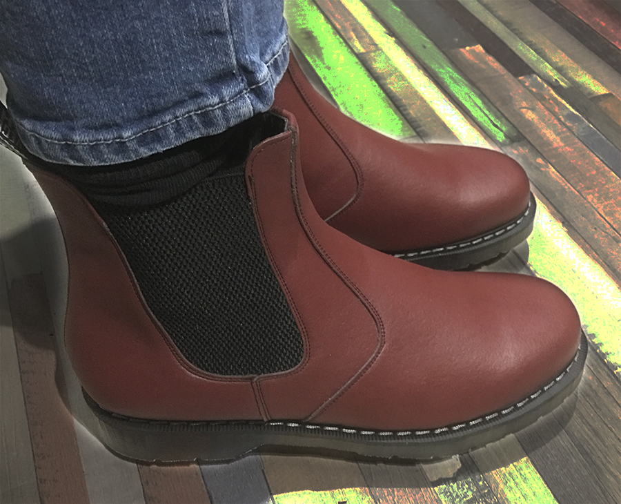 cherry chelsea boots