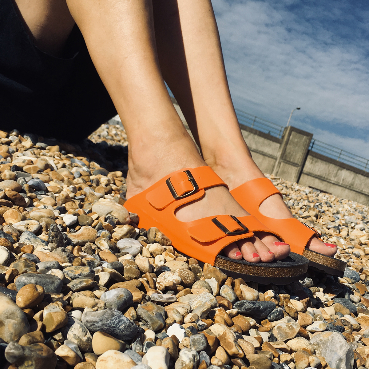 flat orange sandals uk