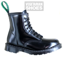 Solovair Vegan Hi-Shine 8 Eyelet Boot (Black) 