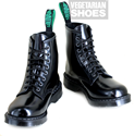 Solovair Vegan Hi-Shine 8 Eyelet Boot (Black) 