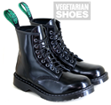 Solovair Vegan Hi-Shine 8 Eyelet Boot (Black) 