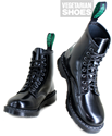 Solovair Vegan Hi-Shine 8 Eyelet Boot (Black) 