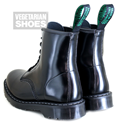 Solovair Vegan Hi-Shine 8 Eyelet Boot (Black) 