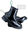 Solovair Vegan Hi-Shine 8 Eyelet Boot (Black) 