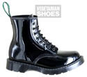 Solovair Vegan Patent 8 Eye Boot (Black) 