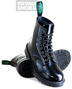 Solovair Vegan Hi-Shine 8 Eyelet Boot (Black) 