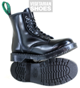 Solovair Vegan Hi-Shine 8 Eyelet Boot (Black) 